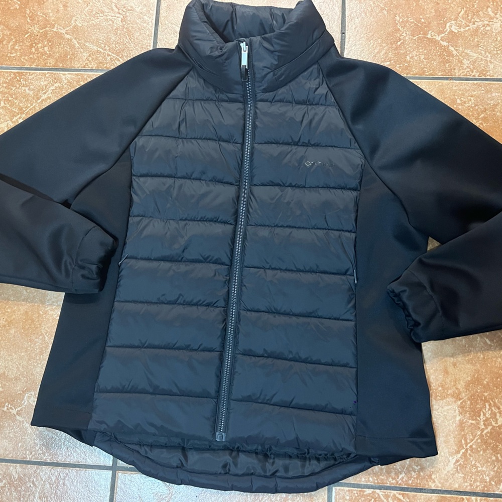 Calvin Klein Performance Puffer Woman’s Jacket Black Full Zip Sz XL Jogging